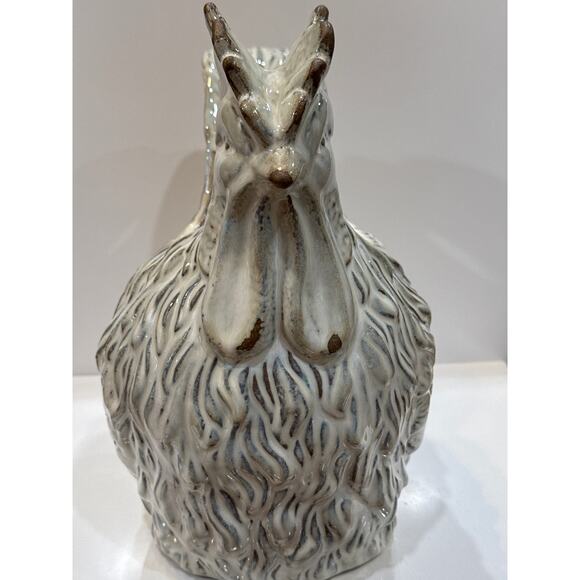 Stoneware Farmhouse Rooster Utensil Plant Holder Vase Distressed Cream & Tan - Picture 2 of 4